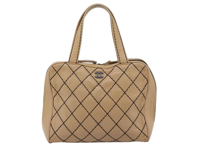 CHANEL Wild Stitch Tote Bag Leder Beige CC Auth 180632 - Ansicht 13