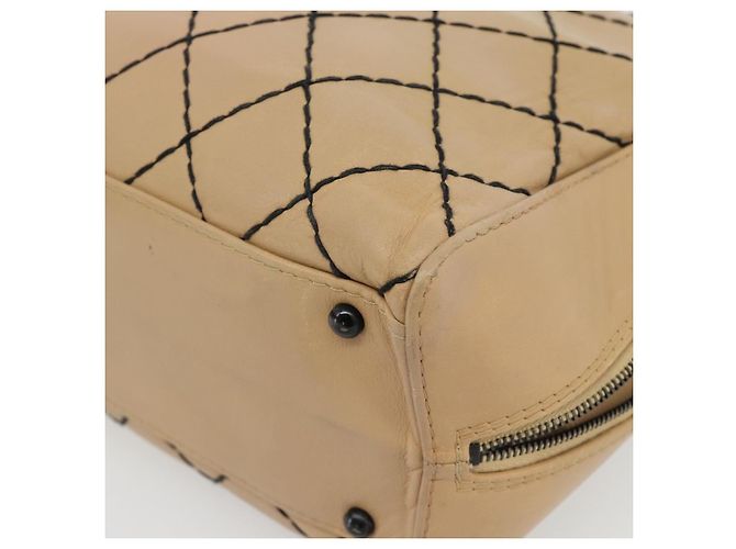 CHANEL Wild Stitch Tote Bag Leder Beige CC Auth 180632 - Ansicht 14