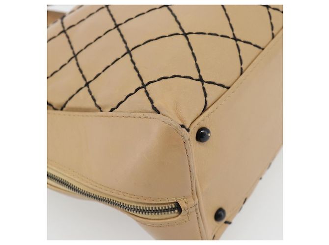 CHANEL Wild Stitch Tote Bag Leder Beige CC Auth 180632 - Ansicht 15