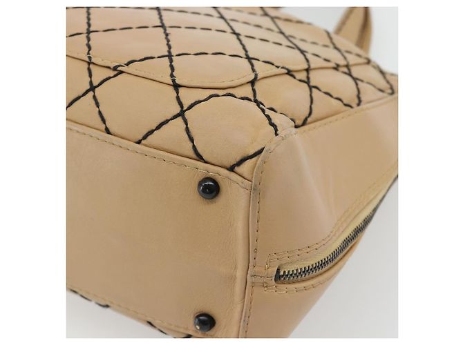 CHANEL Wild Stitch Tote Bag Leder Beige CC Auth 180632 - Ansicht 16
