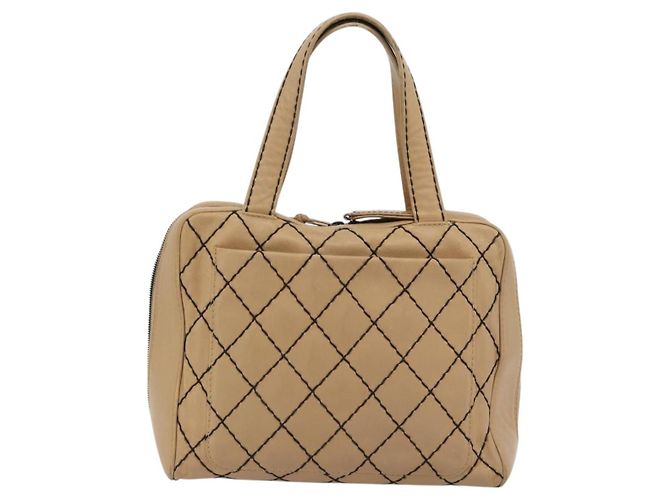 CHANEL Wild Stitch Tote Bag Leder Beige CC Auth 180632 - Ansicht 2