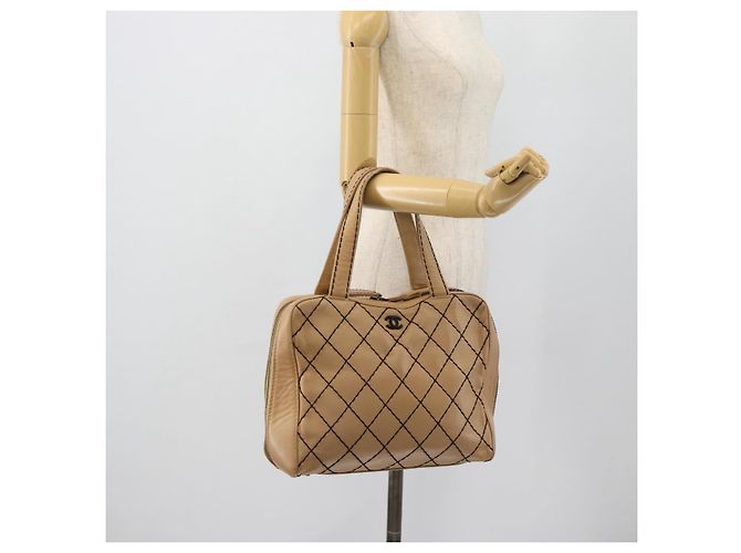 CHANEL Wild Stitch Tote Bag Leder Beige CC Auth 180632 - Ansicht 26