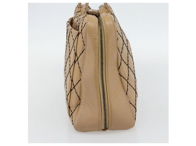 CHANEL Wild Stitch Tote Bag Leder Beige CC Auth 180632 - Ansicht 3