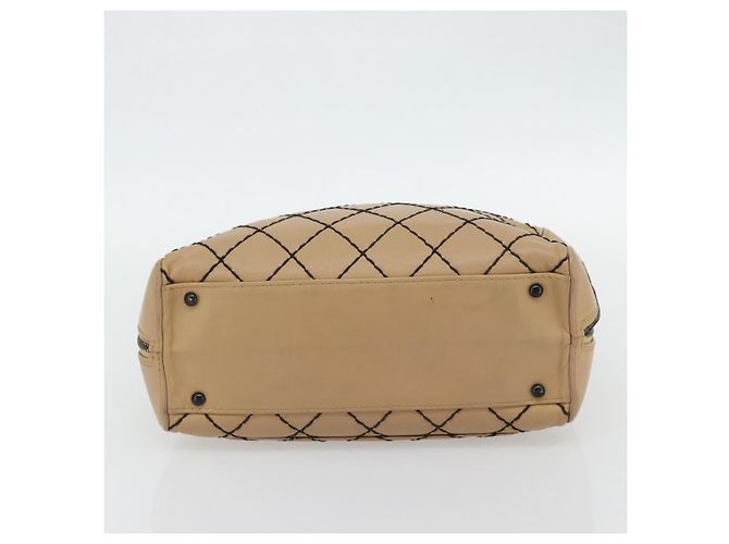 CHANEL Wild Stitch Tote Bag Leder Beige CC Auth 180632 - Ansicht 5