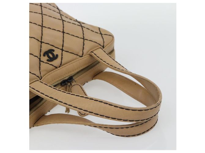 CHANEL Wild Stitch Tote Bag Leder Beige CC Auth 180632 - Ansicht 7