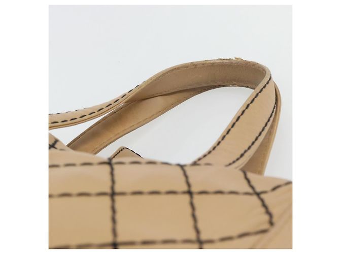 CHANEL Wild Stitch Tote Bag Leder Beige CC Auth 180632 - Ansicht 8