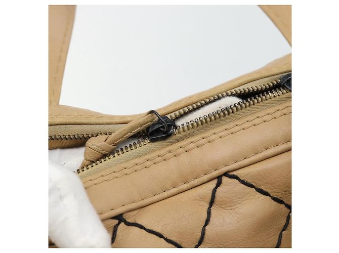 CHANEL Wild Stitch Tote Bag Leder Beige CC Auth 180632 - Ansicht 9