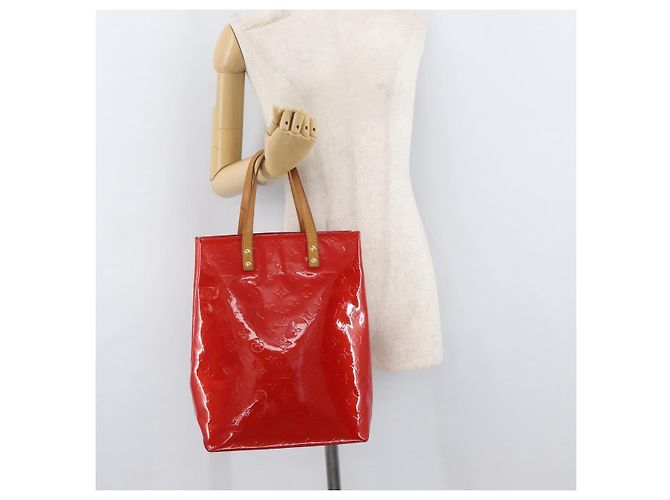 LOUIS VUITTON Bolso Monogram Vernis Reade MM Rojo Rouge M91086 LV Auth BA12808 Roja - vista 23