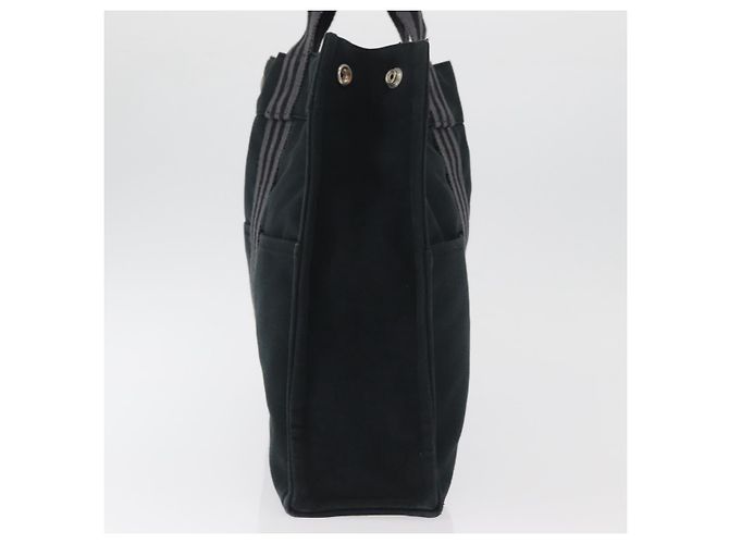 Hermès HERMES Fourre Tout MM Tote Bag cotone Nero Argento Auth BA12637 - vista 3