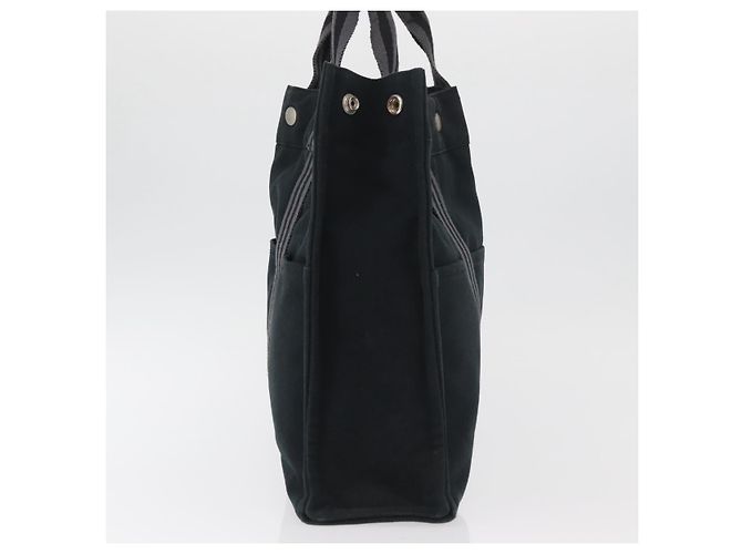 Hermès HERMES Fourre Tout MM Tote Bag cotone Nero Argento Auth BA12637 - vista 4