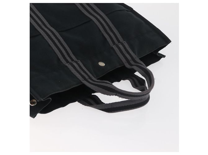 Hermès HERMES Fourre Tout MM Tote Bag cotone Nero Argento Auth BA12637 - vista 6