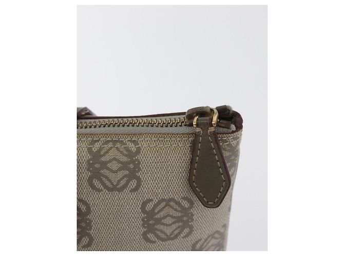 Borsa LOEWE Anagram in PVC Oro Grigio Auth bs35243 Marrone D'oro - vista 18