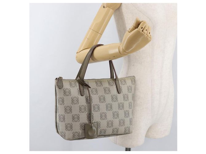 Borsa LOEWE Anagram in PVC Oro Grigio Auth bs35243 Marrone D'oro - vista 23