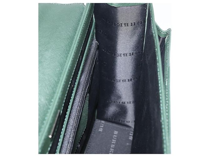 Borsa Business BURBERRY in pelle verde argento Auth BA12730 - vista 18