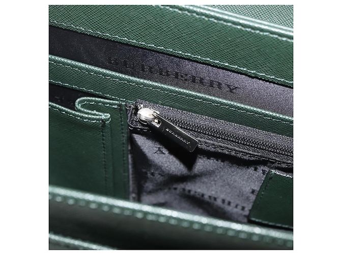 Borsa Business BURBERRY in pelle verde argento Auth BA12730 - vista 21