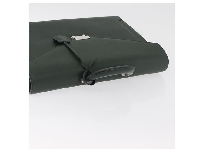 Borsa Business BURBERRY in pelle verde argento Auth BA12730 - vista 6