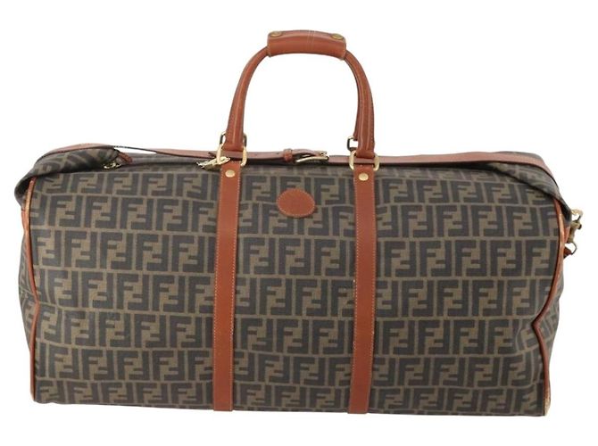FENDI Bolsa Boston em Lona Zucca PVC Preto Marrom Autêntica 178375 - vista 13