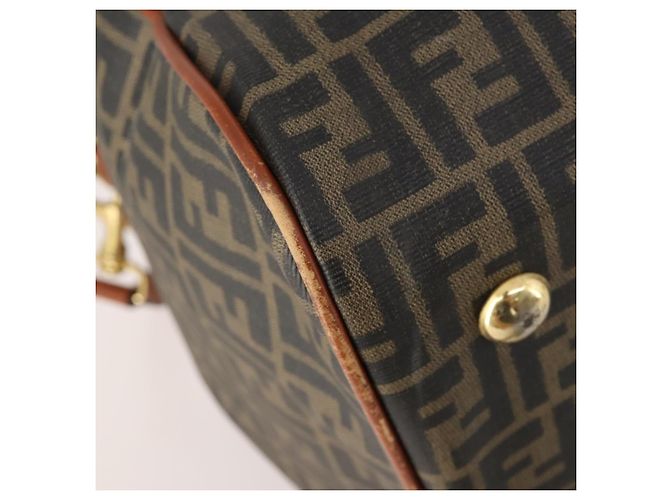 FENDI Bolsa Boston em Lona Zucca PVC Preto Marrom Autêntica 178375 - vista 16