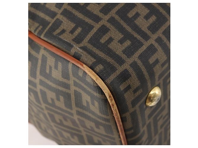 FENDI Bolsa Boston em Lona Zucca PVC Preto Marrom Autêntica 178375 - vista 18