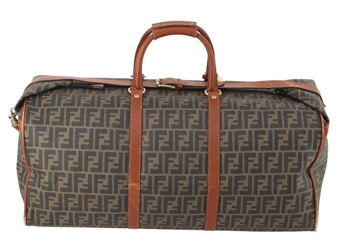 FENDI Bolsa Boston em Lona Zucca PVC Preto Marrom Autêntica 178375 - vista 2