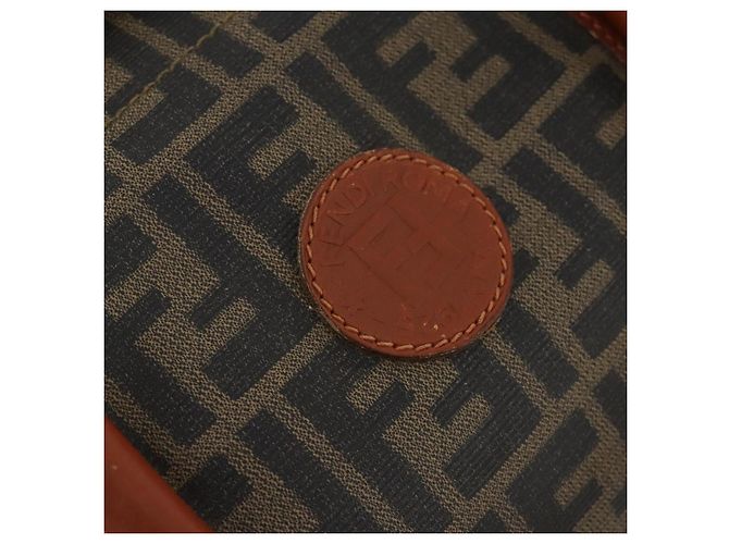 FENDI Bolsa Boston em Lona Zucca PVC Preto Marrom Autêntica 178375 - vista 20