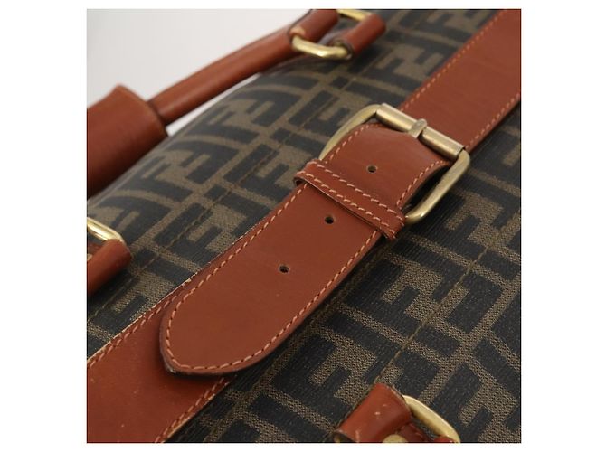 FENDI Bolsa Boston em Lona Zucca PVC Preto Marrom Autêntica 178375 - vista 22