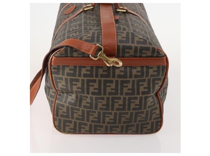FENDI Bolsa Boston em Lona Zucca PVC Preto Marrom Autêntica 178375 - vista 3