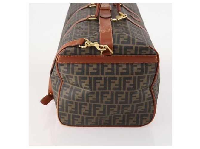 FENDI Bolsa Boston em Lona Zucca PVC Preto Marrom Autêntica 178375 - vista 4