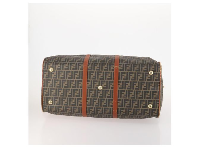 FENDI Bolsa Boston em Lona Zucca PVC Preto Marrom Autêntica 178375 - vista 5