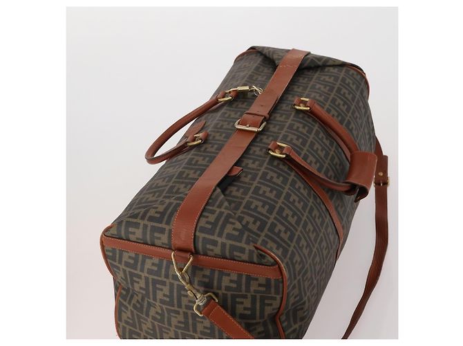 FENDI Bolsa Boston em Lona Zucca PVC Preto Marrom Autêntica 178375 - vista 6