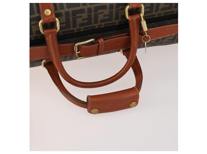FENDI Bolsa Boston em Lona Zucca PVC Preto Marrom Autêntica 178375 - vista 8