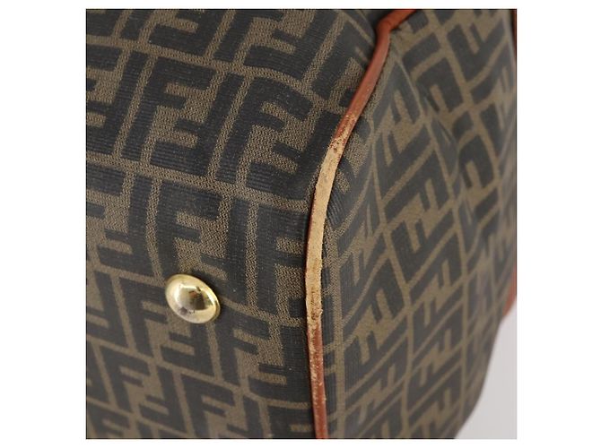 FENDI Bolsa Boston em Lona Zucca PVC Preto Marrom Autêntica 178375 - vista 9