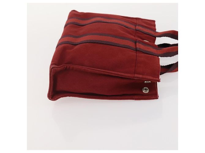 Hermès Borsa HERMES Canvas 2 Set Rosso Grigio Auth BA12669 Marrone - vista 12