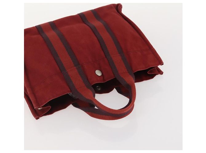 Hermès Borsa HERMES Canvas 2 Set Rosso Grigio Auth BA12669 Marrone - vista 13