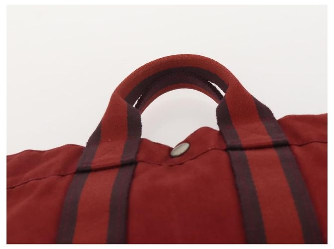 Hermès Borsa HERMES Canvas 2 Set Rosso Grigio Auth BA12669 Marrone - vista 14