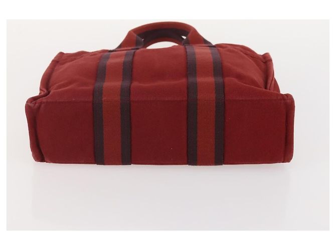 Hermès Borsa HERMES Canvas 2 Set Rosso Grigio Auth BA12669 Marrone - vista 15