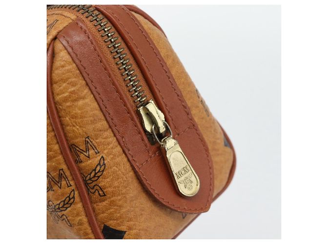 Borsa Boston Mini MCM Vicetos Logogram in PVC e pelle 2way Marrone Oro Auth 181122 D'oro - vista 18