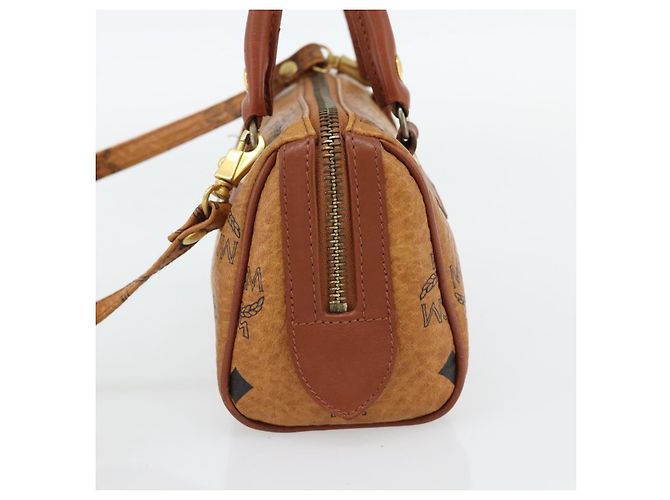 Borsa Boston Mini MCM Vicetos Logogram in PVC e pelle 2way Marrone Oro Auth 181122 D'oro - vista 4