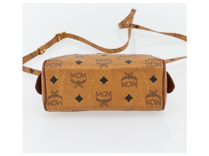 Borsa Boston Mini MCM Vicetos Logogram in PVC e pelle 2way Marrone Oro Auth 181122 D'oro - vista 5