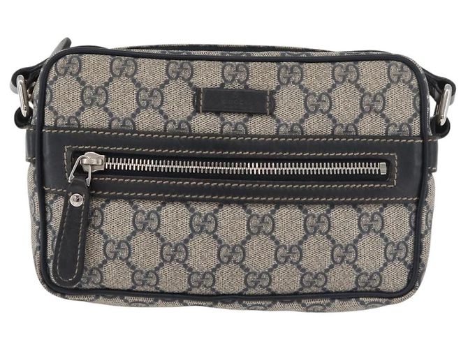 Borsa a tracolla GUCCI GG Supreme PVC Blu navy Argento 201447 Auth 181305 - vista 13