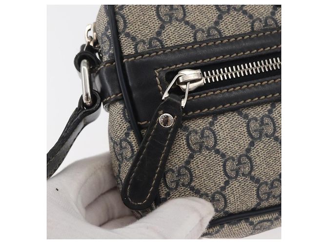 Borsa a tracolla GUCCI GG Supreme PVC Blu navy Argento 201447 Auth 181305 - vista 17