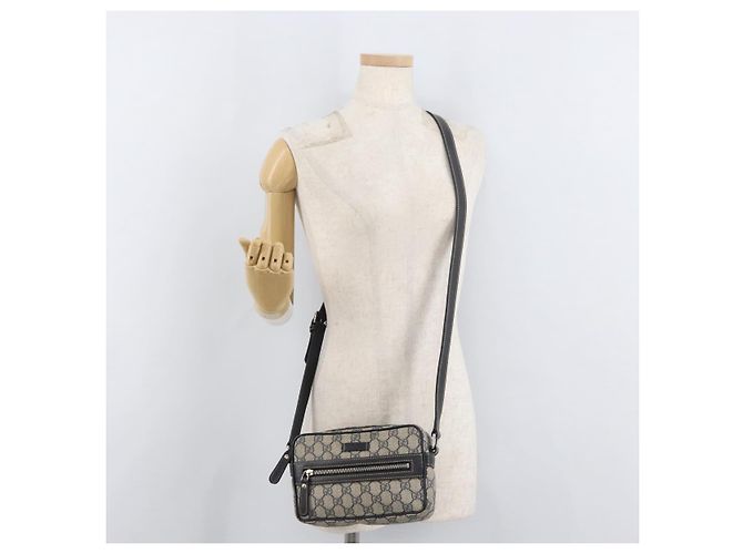 Borsa a tracolla GUCCI GG Supreme PVC Blu navy Argento 201447 Auth 181305 - vista 24