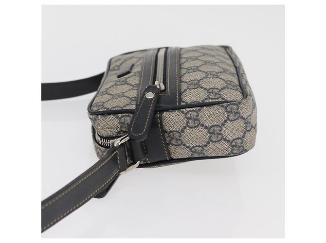 Borsa a tracolla GUCCI GG Supreme PVC Blu navy Argento 201447 Auth 181305 - vista 4