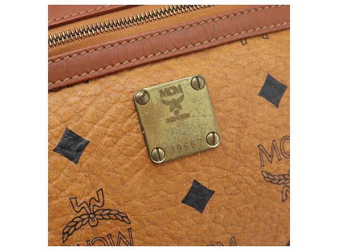 Borsa a Spalla MCM Vicetos Logogram PVC Marrone Oro Auth 181257 D'oro - vista 12