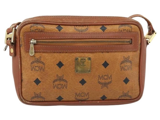 Borsa a Spalla MCM Vicetos Logogram PVC Marrone Oro Auth 181257 D'oro - vista 13