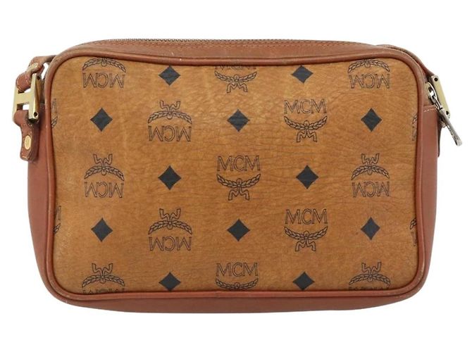 Borsa a Spalla MCM Vicetos Logogram PVC Marrone Oro Auth 181257 D'oro - vista 2