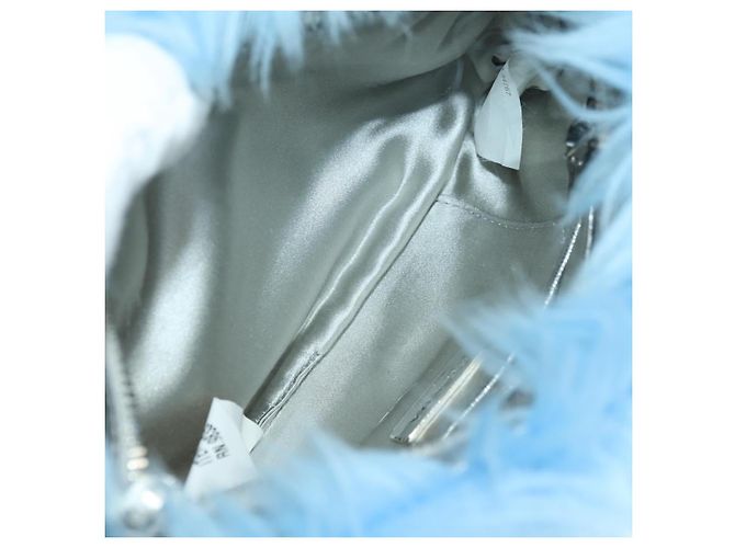 Clutch PRADA in Pelliccia Argento Light Blue Auth 179733SM Blu chiaro - vista 10