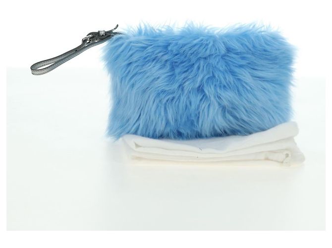 Clutch PRADA in Pelliccia Argento Light Blue Auth 179733SM Blu chiaro - vista 12