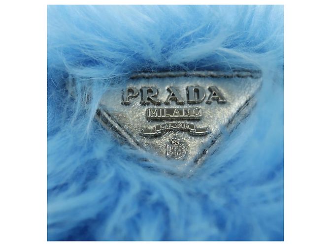 Clutch PRADA in Pelliccia Argento Light Blue Auth 179733SM Blu chiaro - vista 17