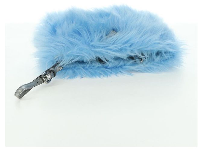 Clutch PRADA in Pelliccia Argento Light Blue Auth 179733SM Blu chiaro - vista 5